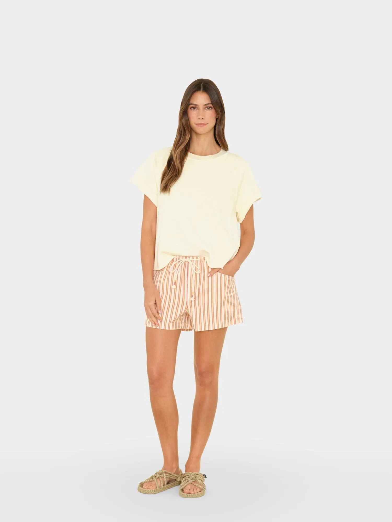 Honeycomb Tucker Denim Short sold by XiRENA