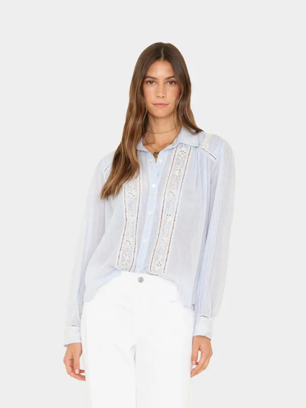 Blue White Stripe Viviana Shirt sold by XiRENA