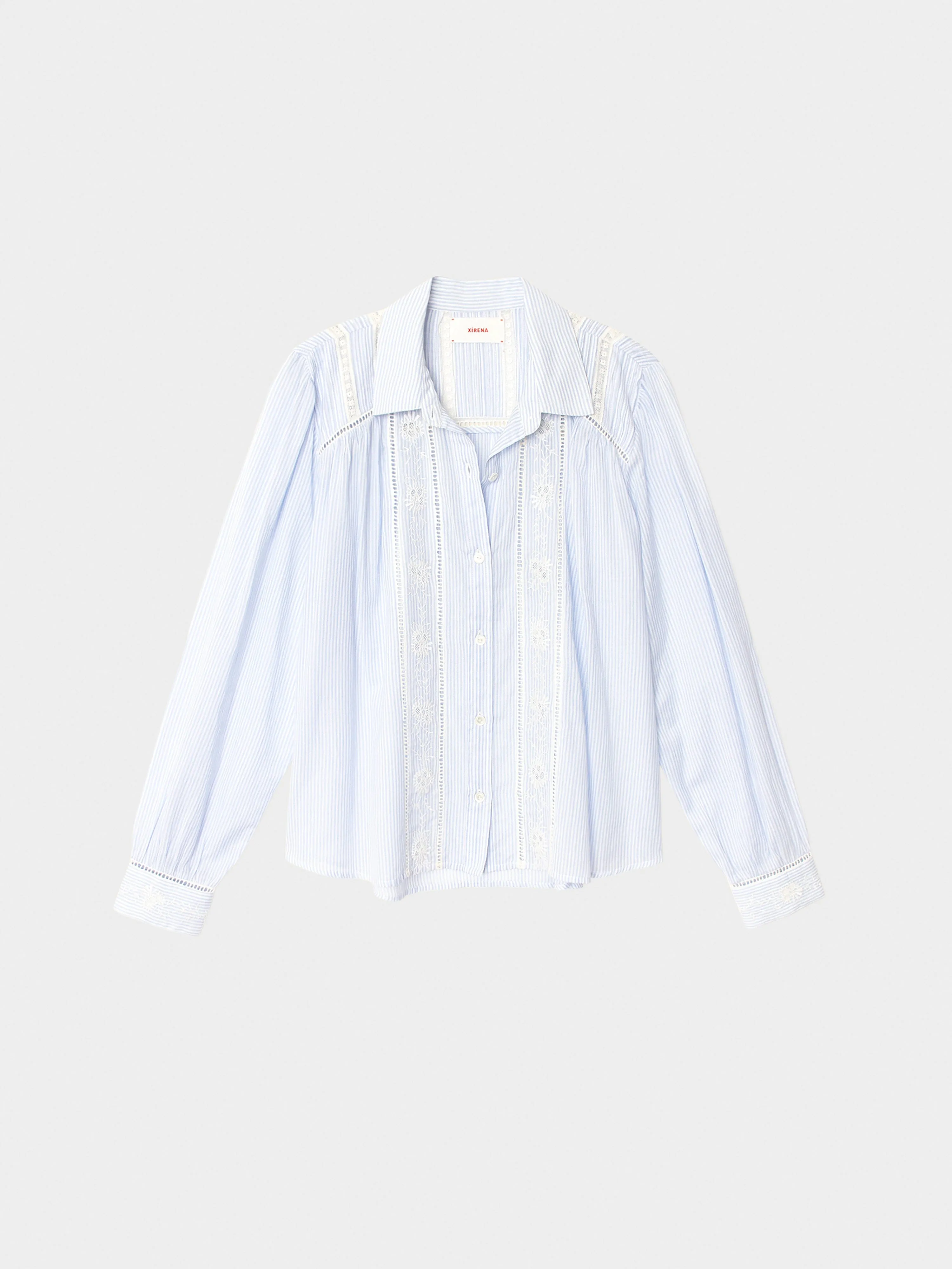 Blue White Stripe Viviana Shirt sold by XiRENA product image thumbnail 3
