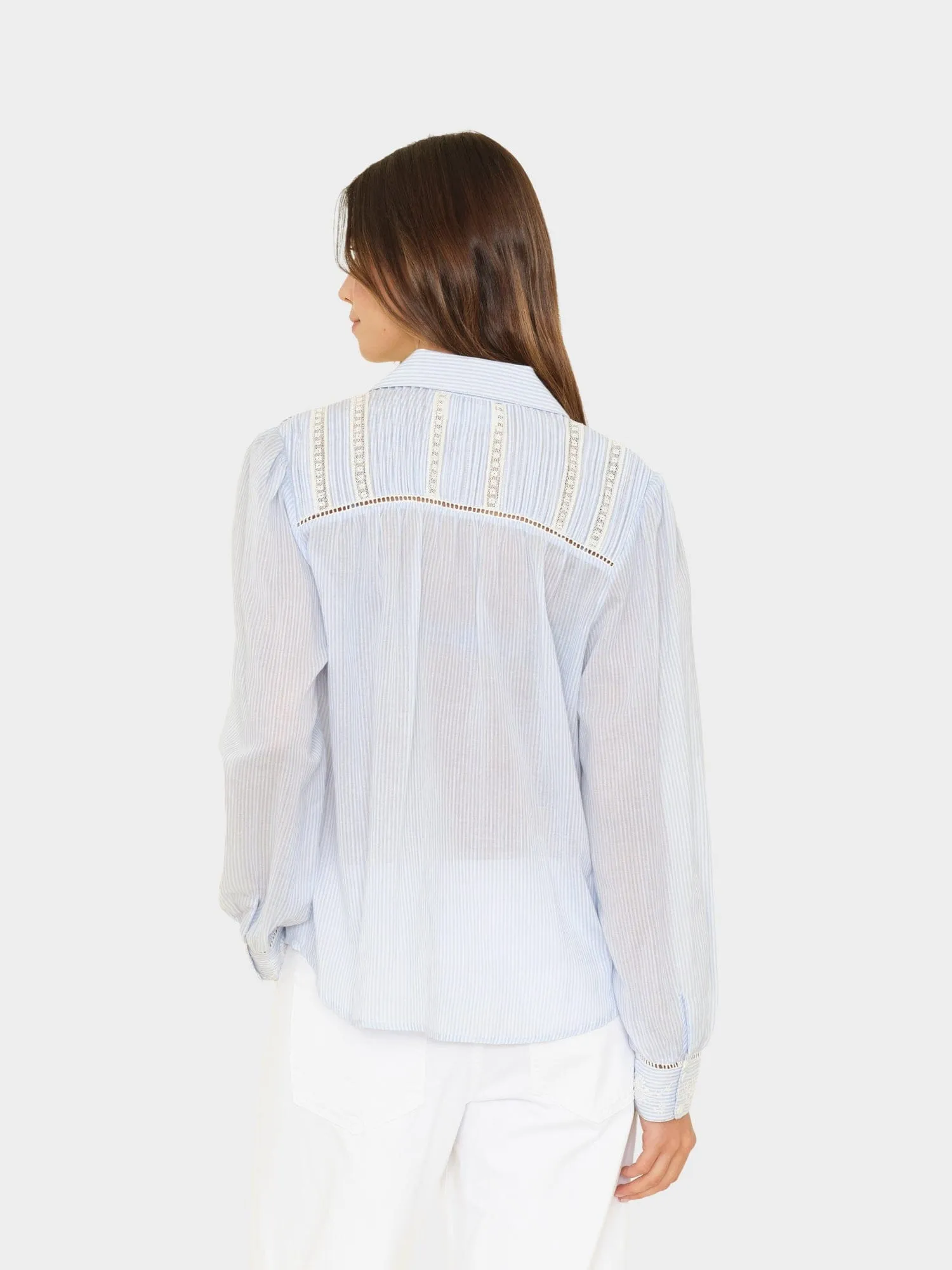Blue White Stripe Viviana Shirt sold by XiRENA product image thumbnail 2
