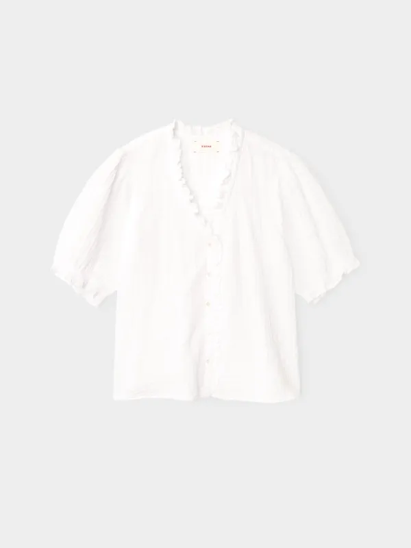 White Jenna Gauze Shirt sold by XiRENA