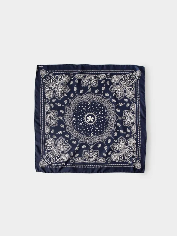 Navy Classic Silk Bandana sold by XiRENA