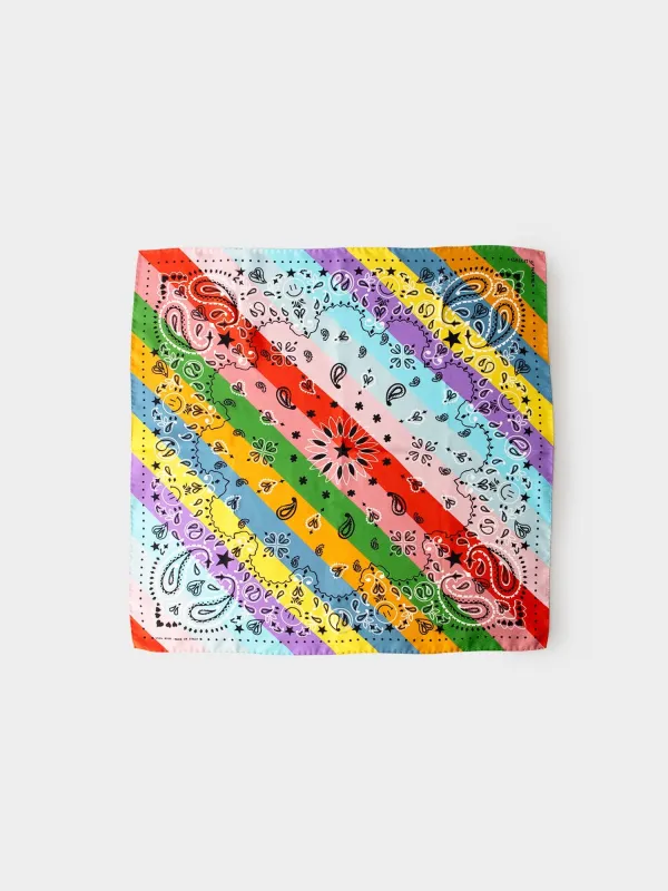 Rainbow Star Silk Bandana made by XiRENA