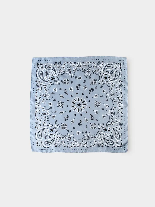 Chambray Star Silk Bandana made by XiRENA