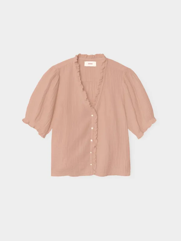 Ash Brown Jenna Gauze Shirt sold by XiRENA