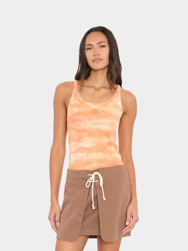 Sunset Orange Beca Fine Rib Tank Top made by XiRENA