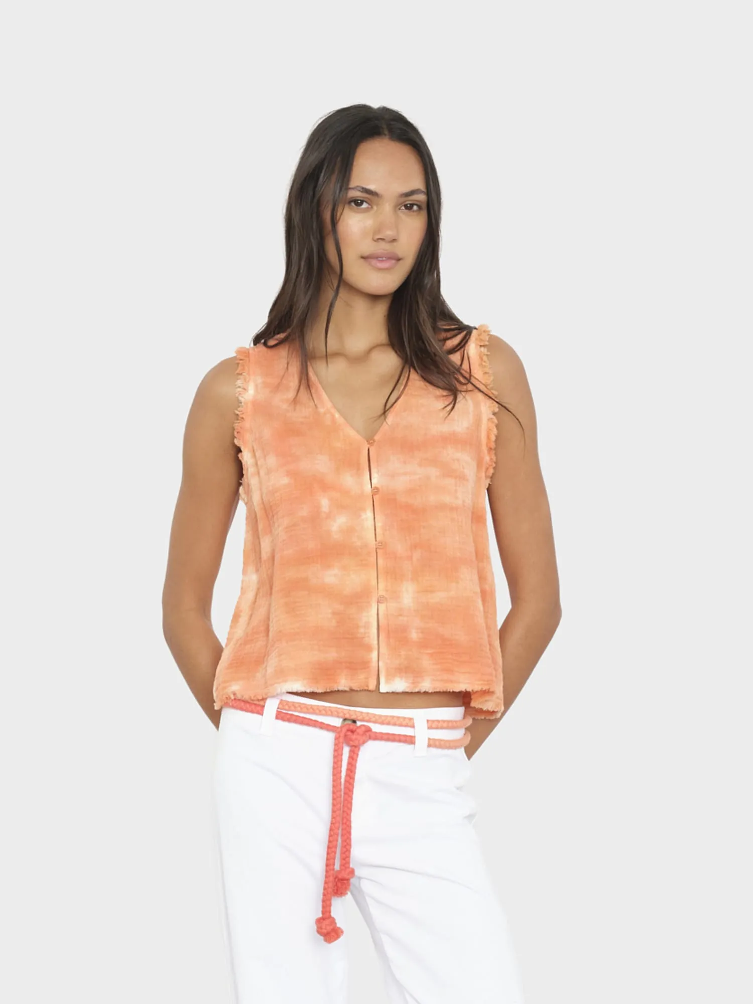 Sunset Orange Naomie Top sold by XiRENA
