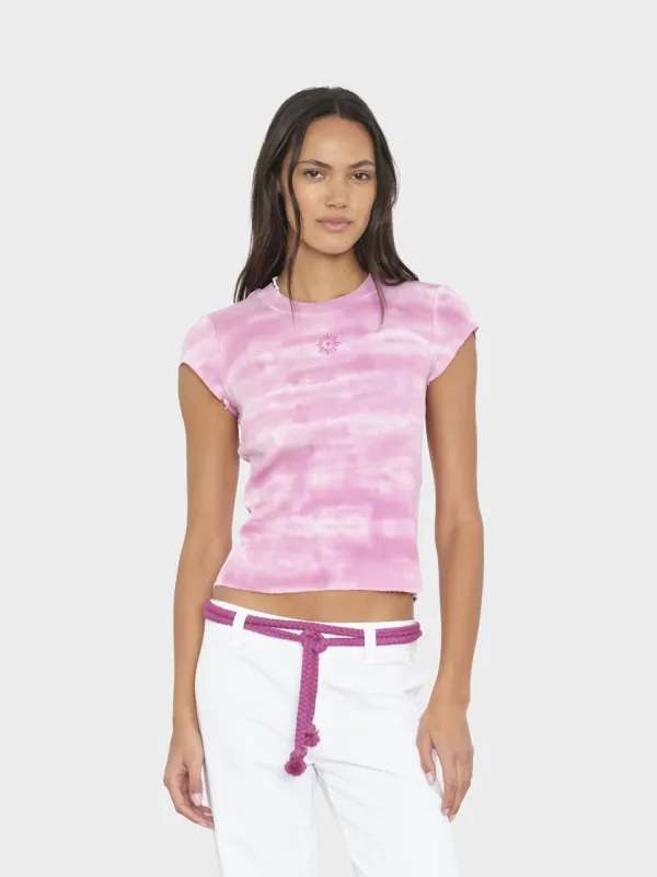 Sunset Raspberry Elliot Fine Rib Tee made by XiRENA