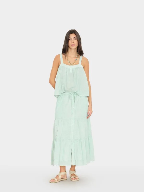 Fresh Mint Stripe Mckenna Skirt made by XiRENA