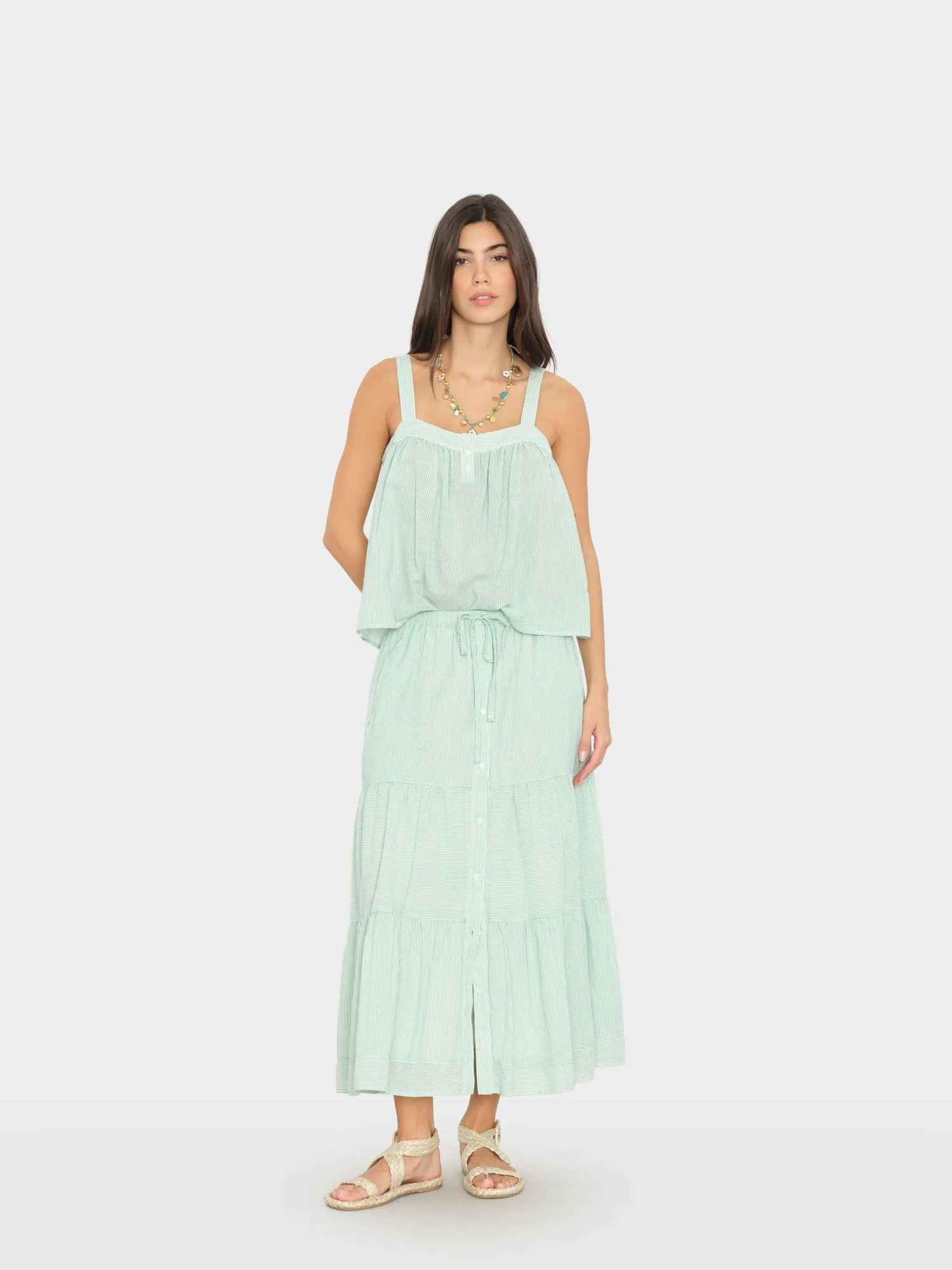 Fresh Mint Stripe Mckenna Skirt sold by XiRENA