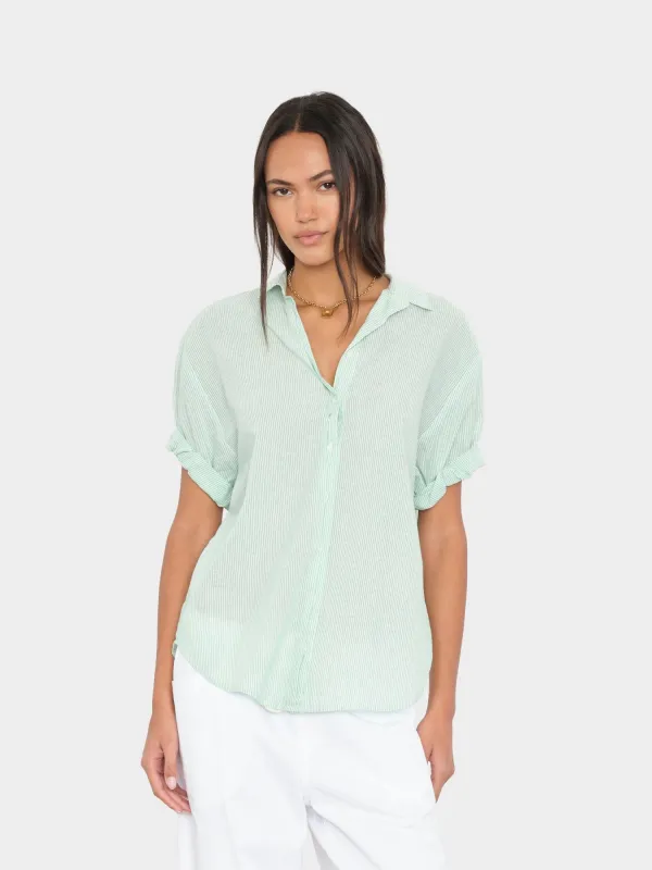 Fresh Mint Stripe Channing Shirt made by XiRENA