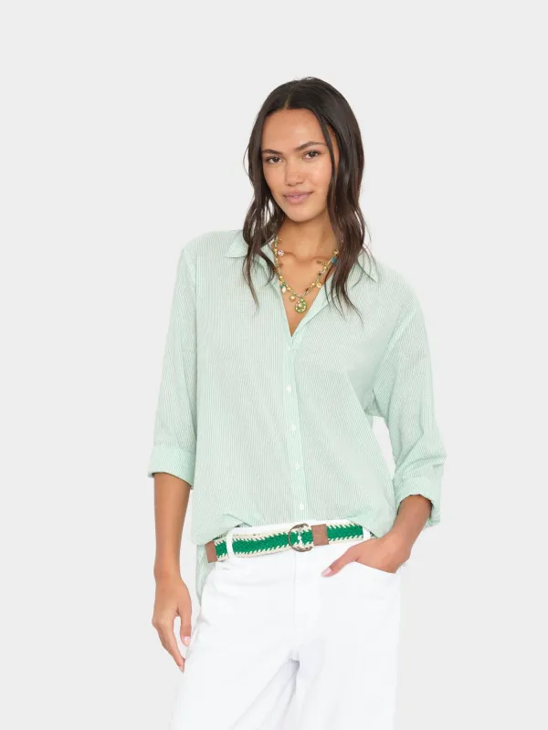 Fresh Mint Stripe Beau Shirt made by XiRENA