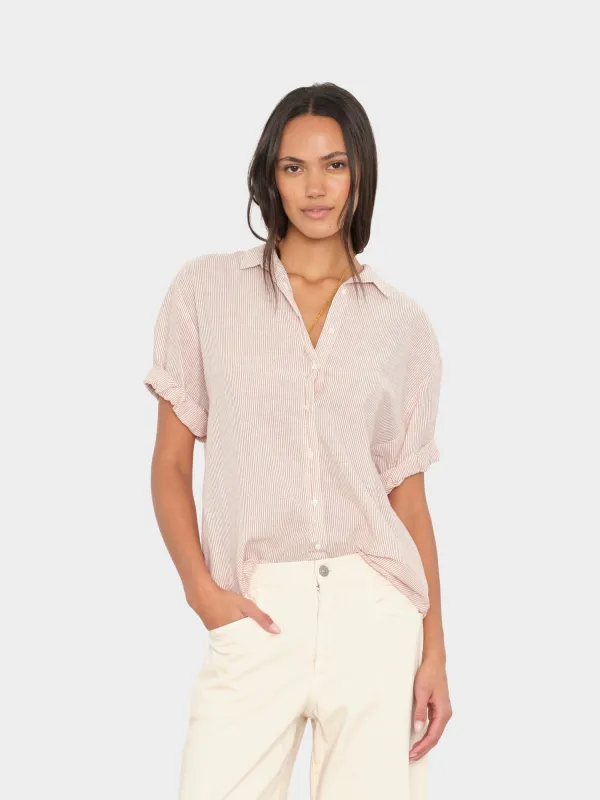 Burnt Sienna Stripe Channing Shirt made by XiRENA