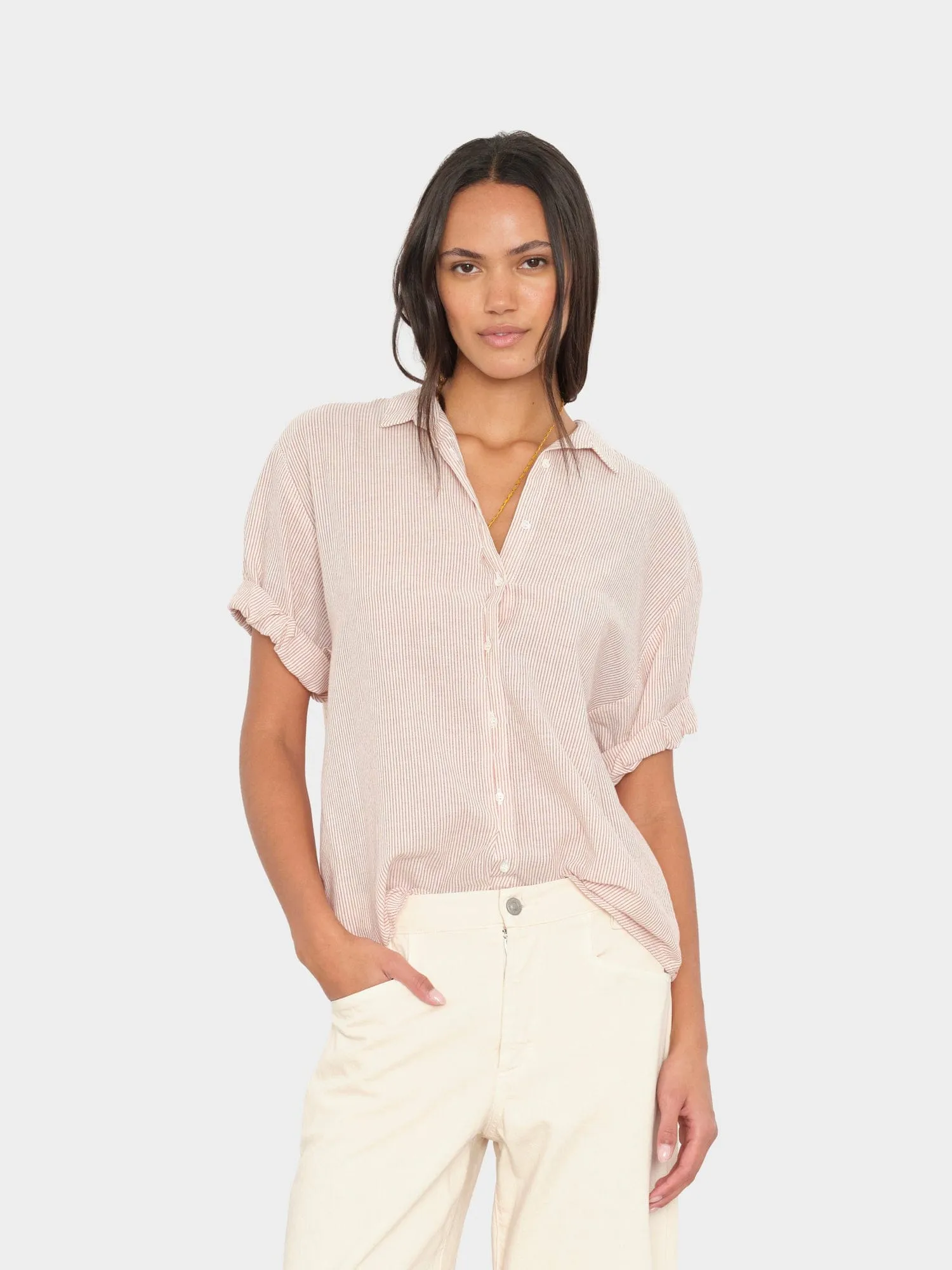 Burnt Sienna Stripe Channing Shirt sold by XiRENA