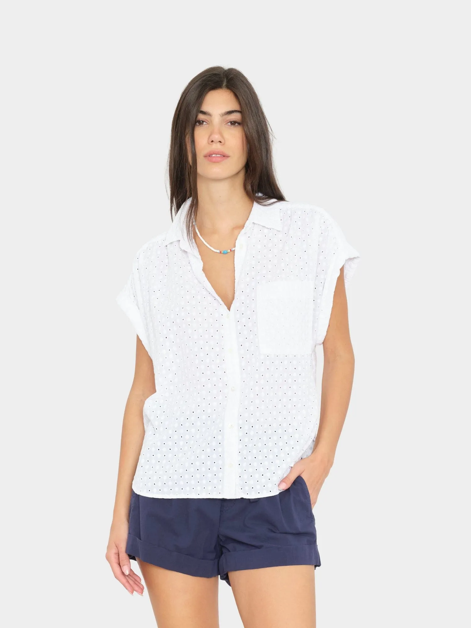 White Lexi Embroidered Shirt sold by XiRENA