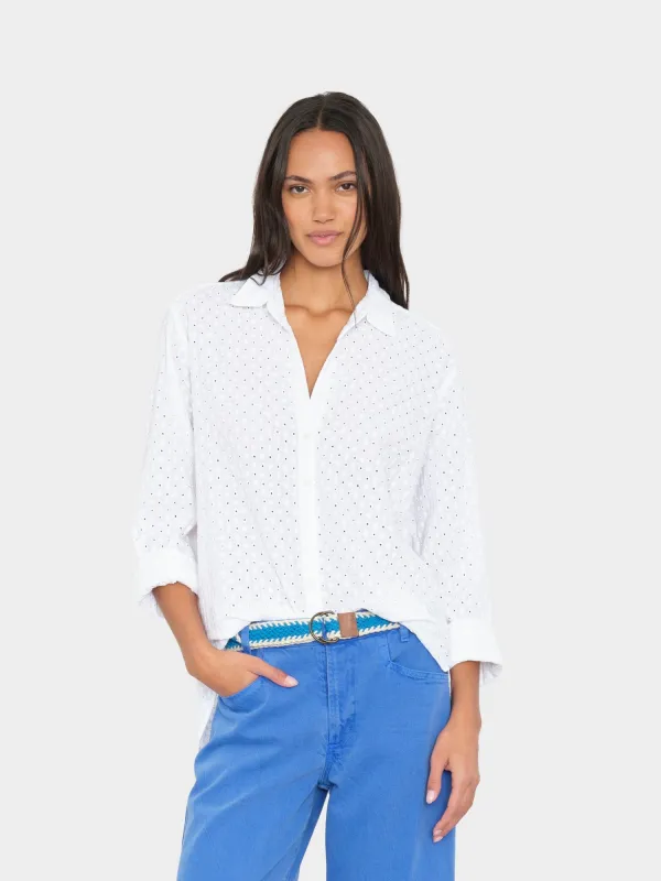 White Beau Embroidered Shirt made by XiRENA