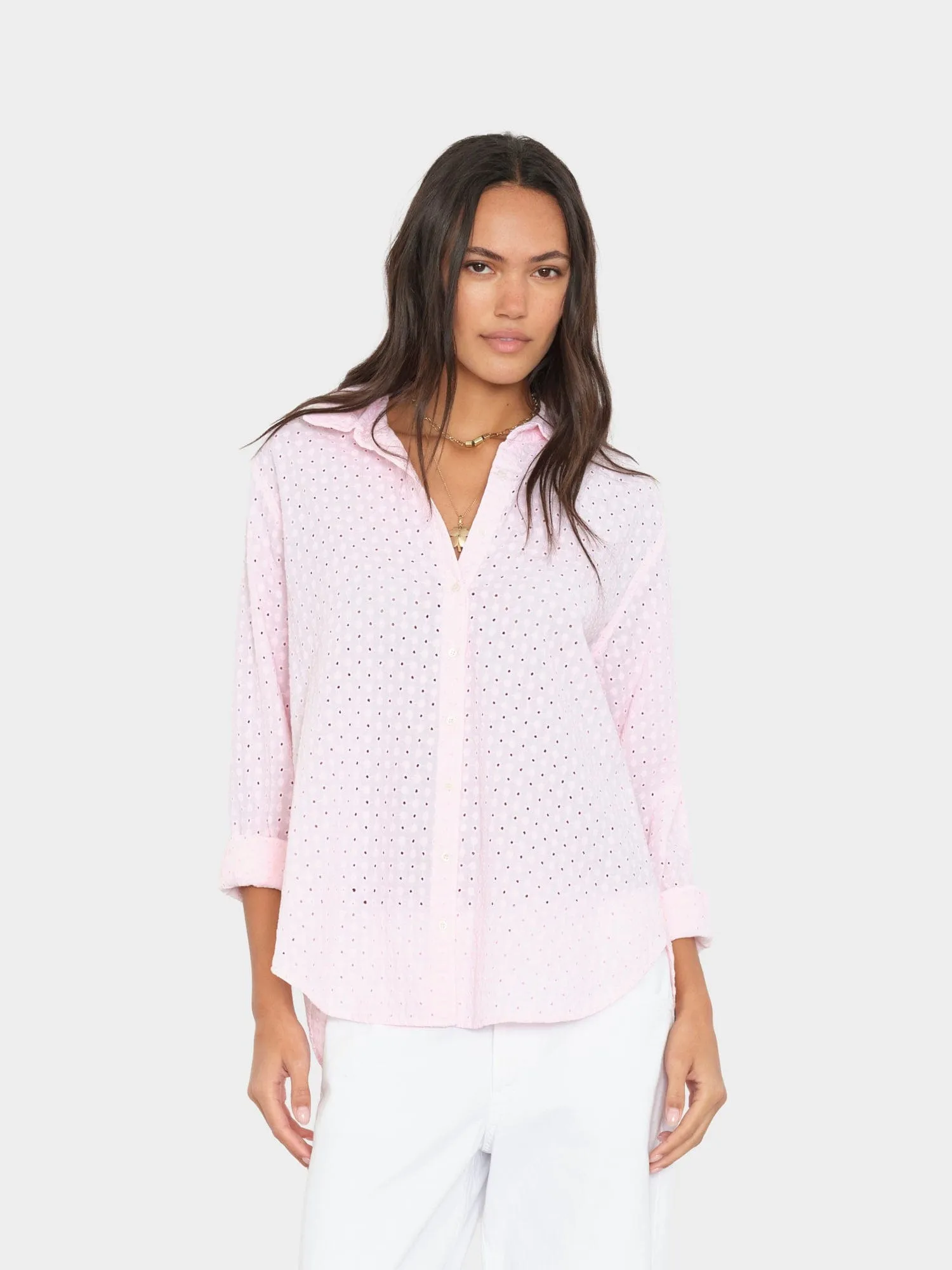 Pale Rose Beau Embroidered Shirt sold by XiRENA