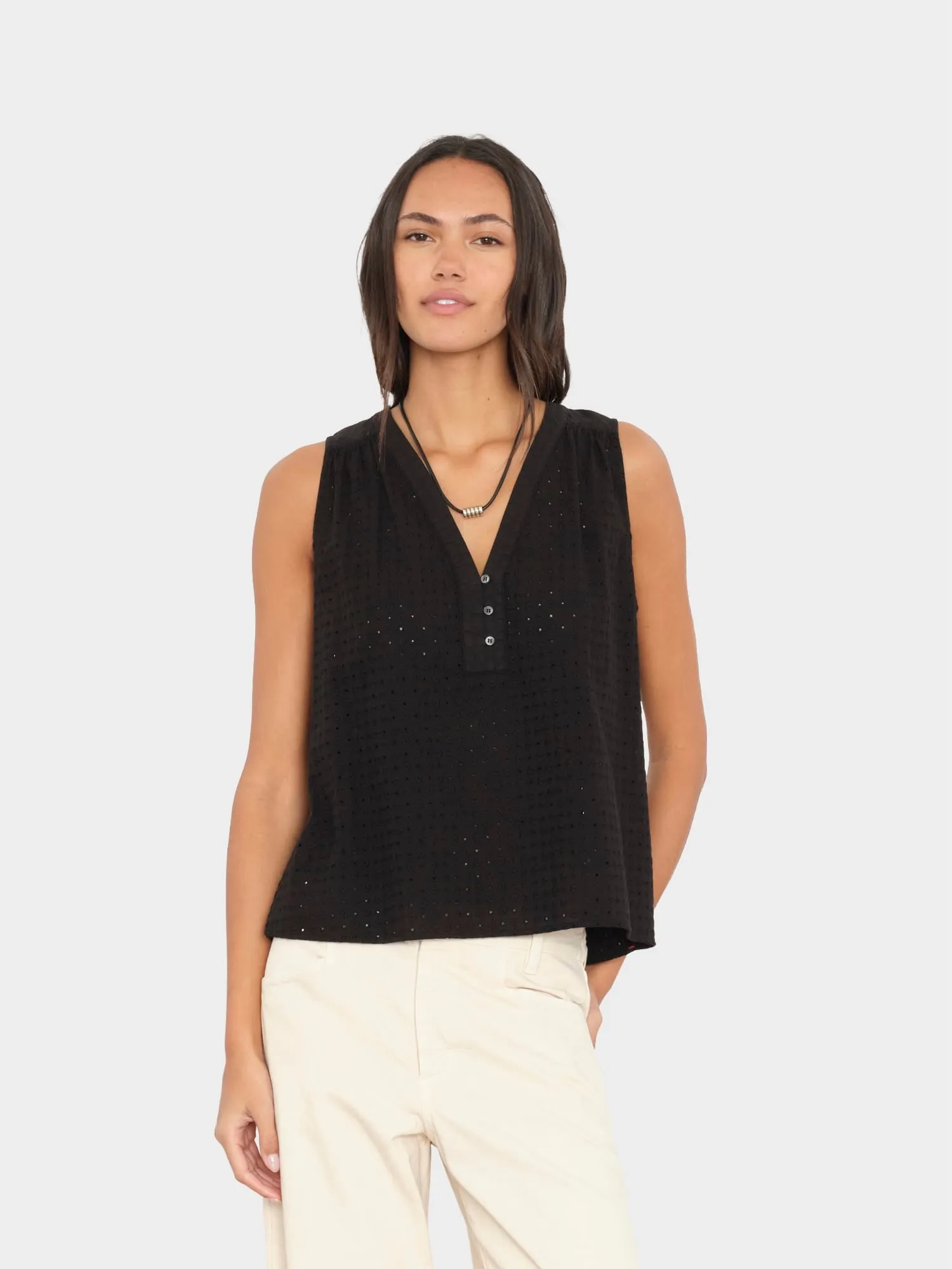 Black Miki Embroidered Top sold by XiRENA