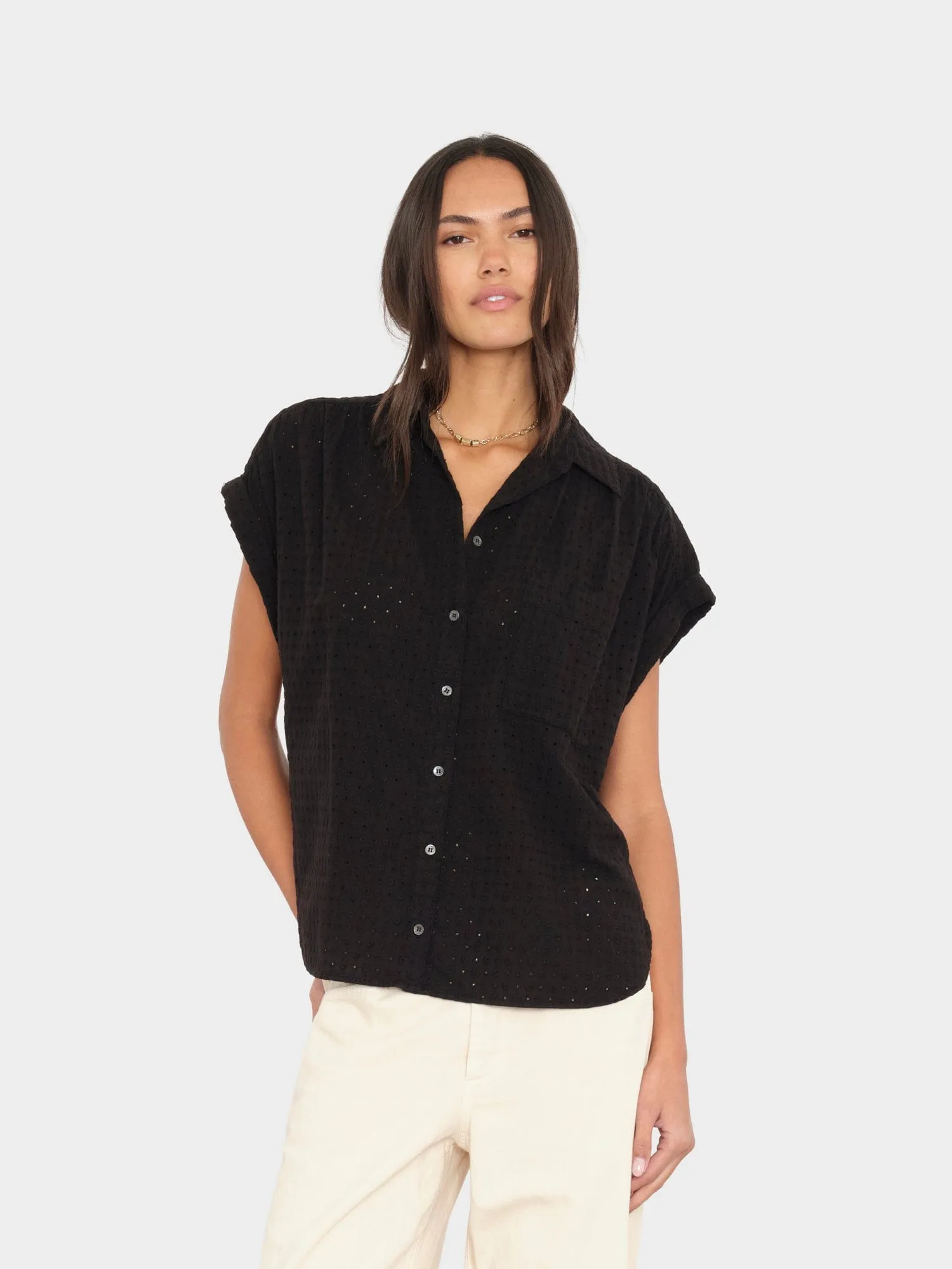 Black Lexi Embroidered Shirt sold by XiRENA