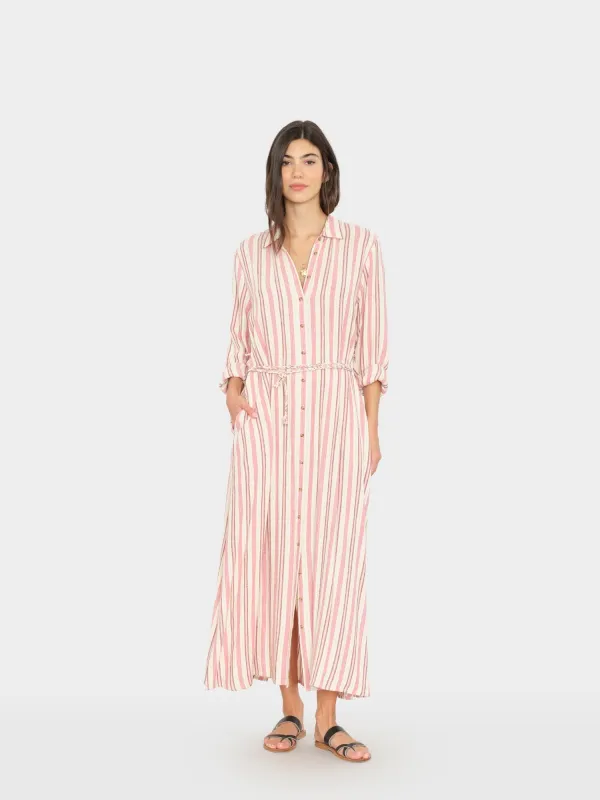 Dusty Pink Stripe Bowen Dress made by XiRENA