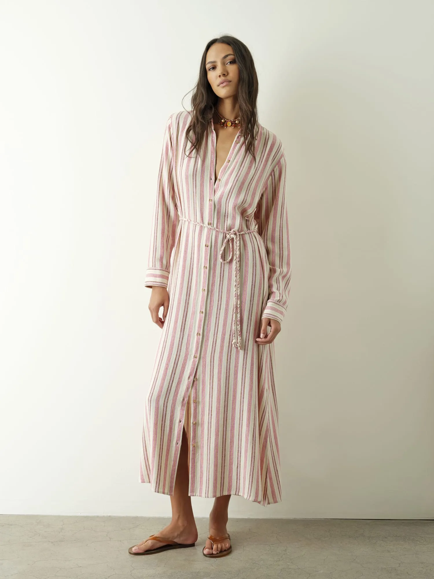 Dusty Pink Stripe Bowen Dress sold by XiRENA product image thumbnail 2