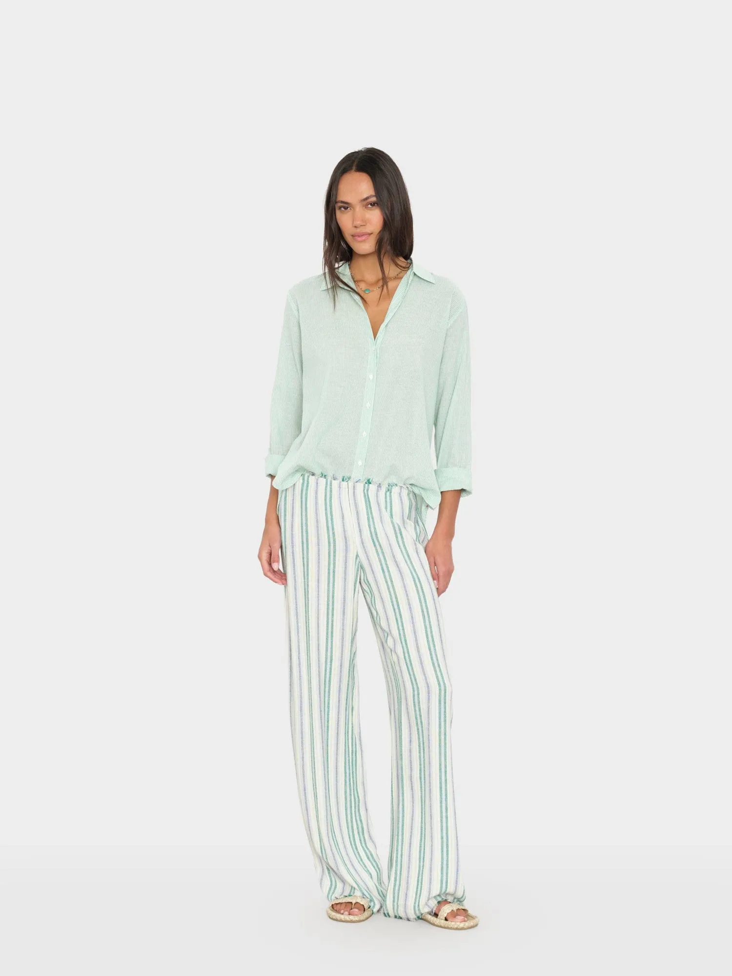 Blue Moss Stripe Joseph Pant sold by XiRENA
