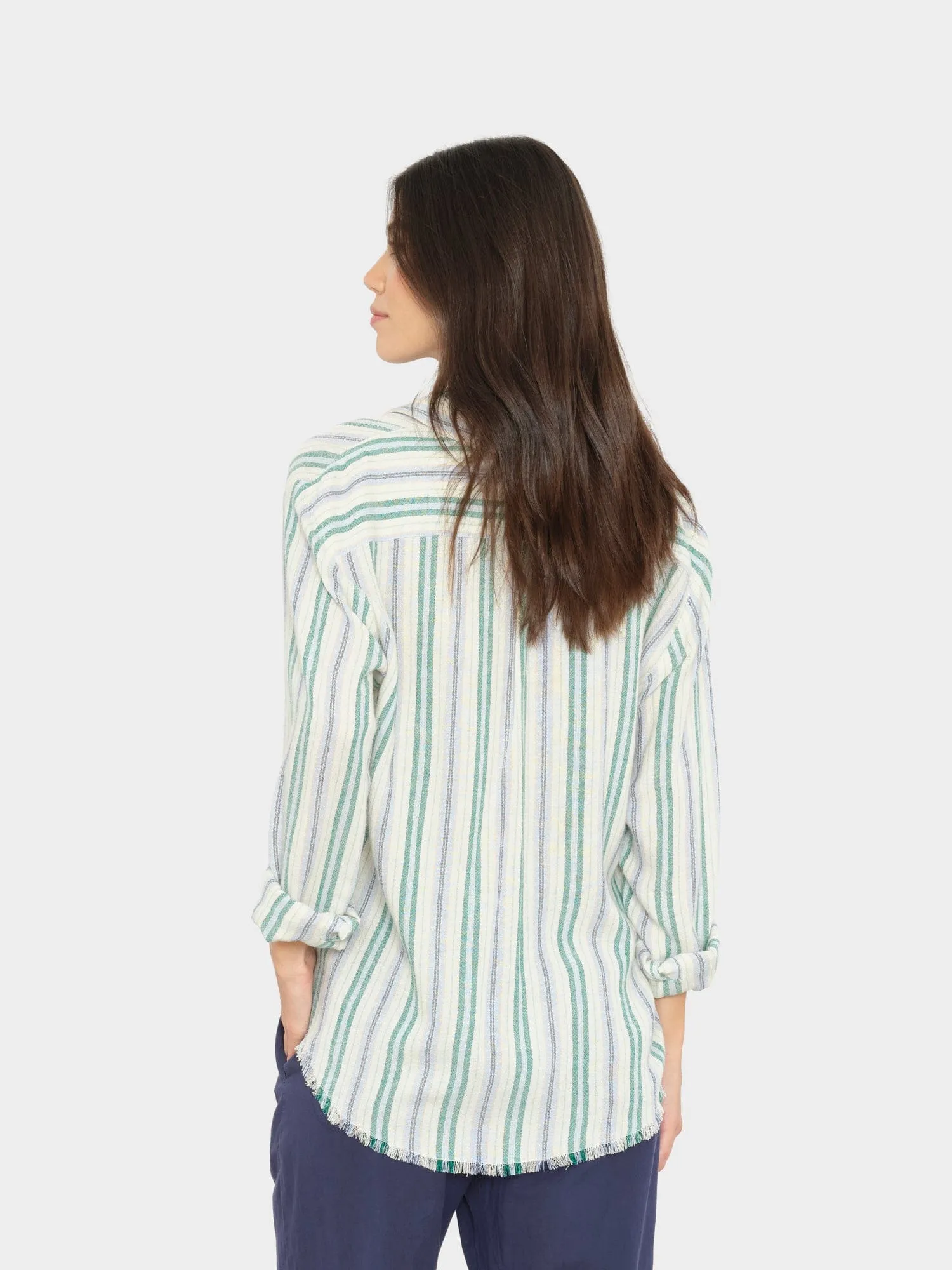 Blue Moss Stripe Bowie Shirt sold by XiRENA product image thumbnail 2