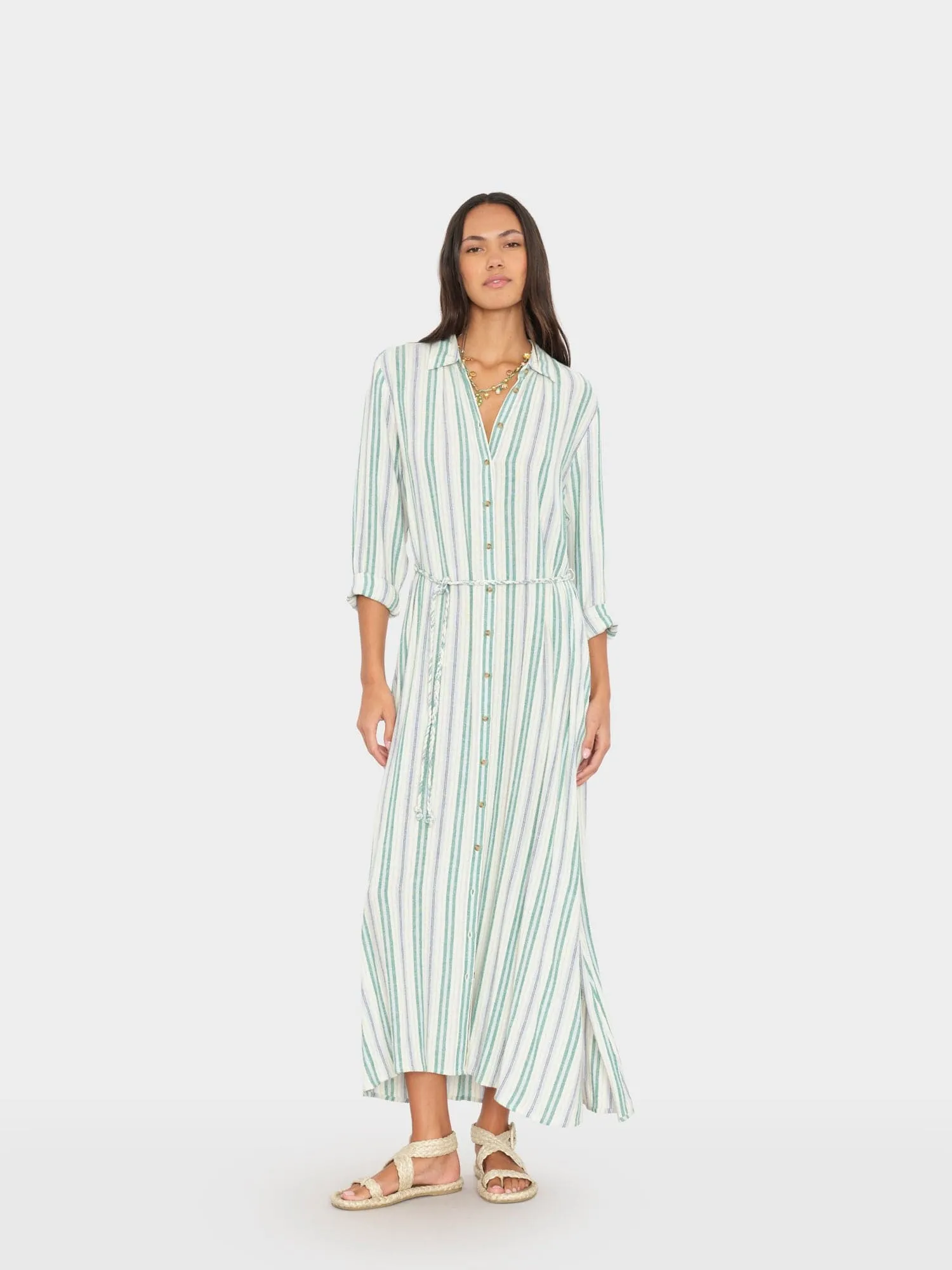 Blue Moss Stripe Bowen Dress sold by XiRENA