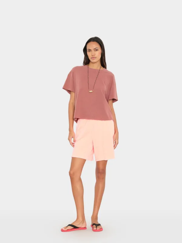 Peach Glow Rocco Terry Sweatshort made by XiRENA