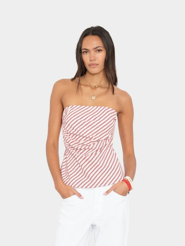 Red Clay Stripe Nora Top made by XiRENA