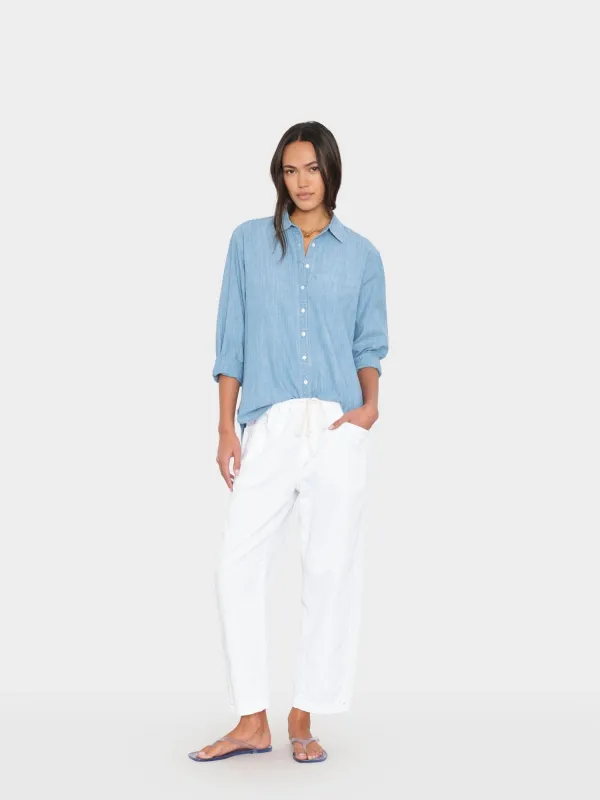 White Baxter Twill Pant made by XiRENA