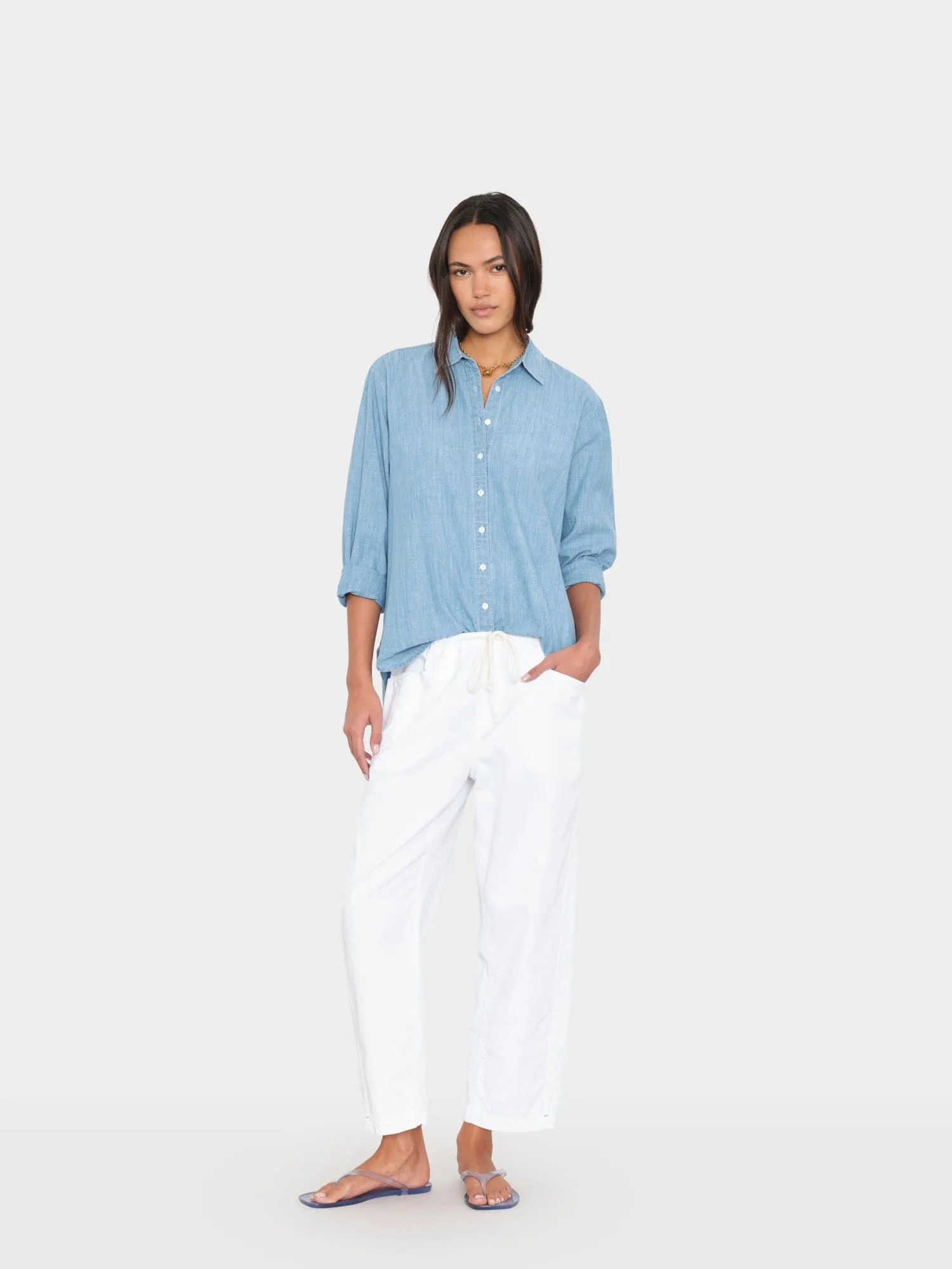 White Baxter Twill Pant sold by XiRENA