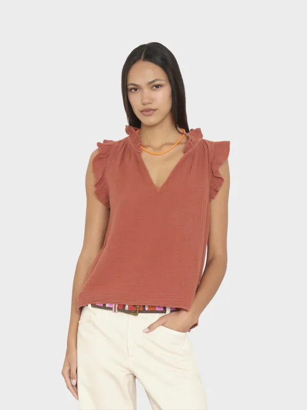Picante Bex Gauze Top made by XiRENA