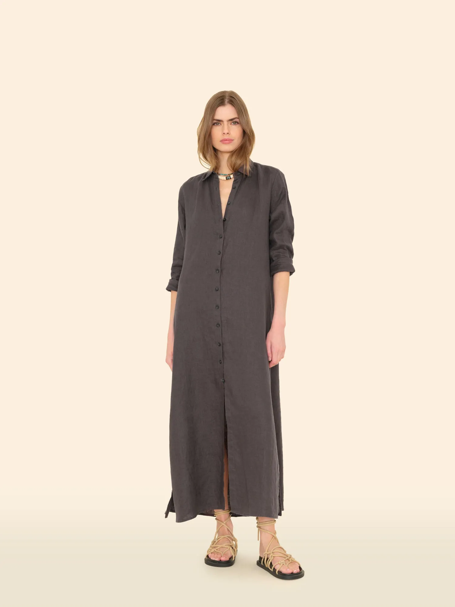 Black Quartz Boden Linen Dress sold by XiRENA