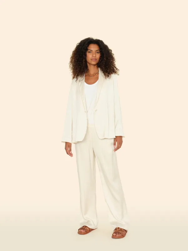 Oyster Shell Bella Silk Pant made by XiRENA