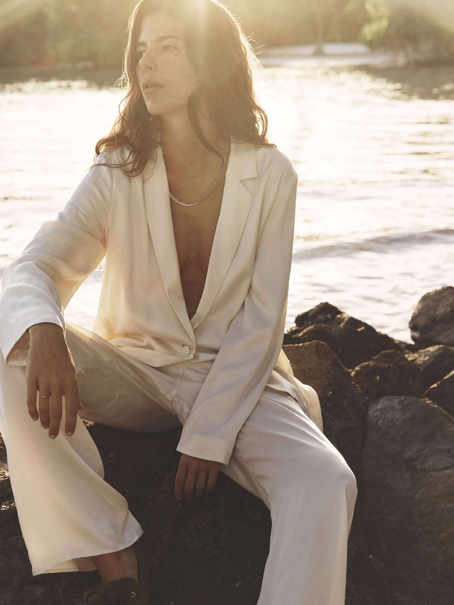 Oyster Shell Bella Silk Pant sold by XiRENA product image thumbnail 4