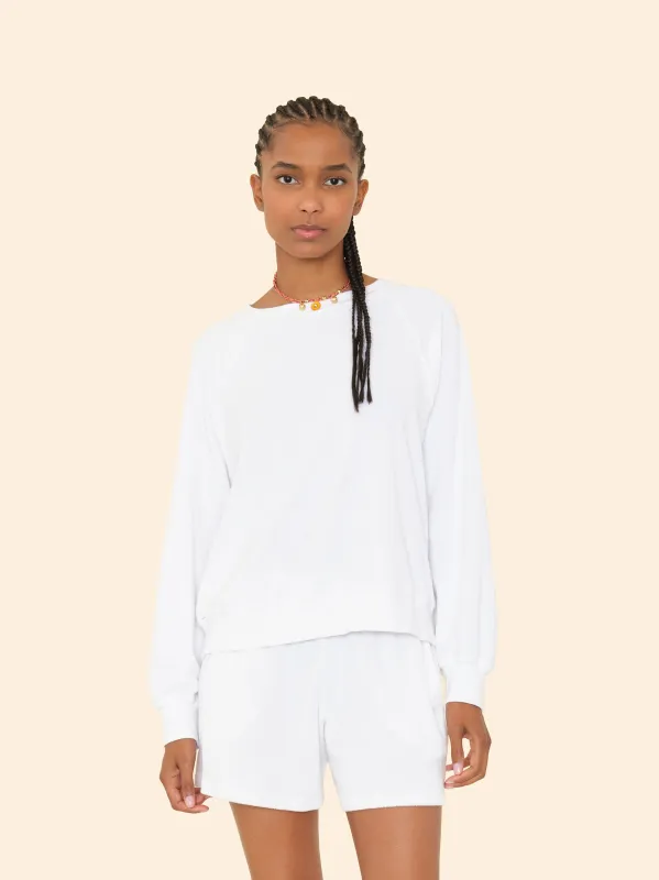 White Hopper Terry Sweatshirt made by XiRENA