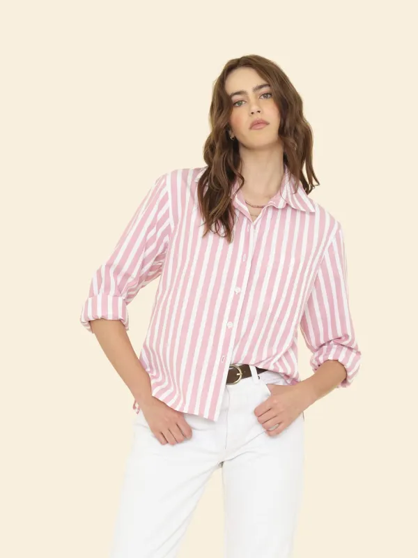 Rosebud Stripe Monroe Shirt made by XiRENA