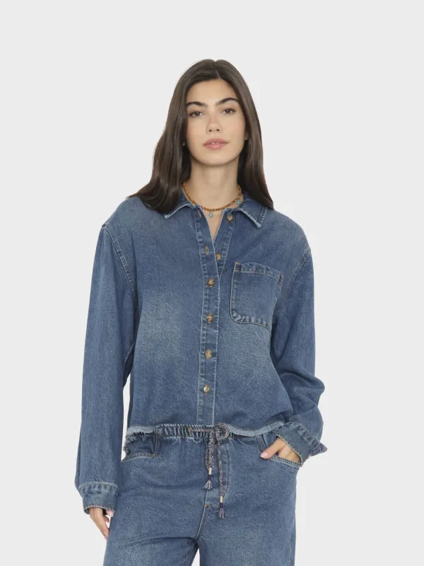 Meridian Blue Ben Denim Shirt made by XiRENA