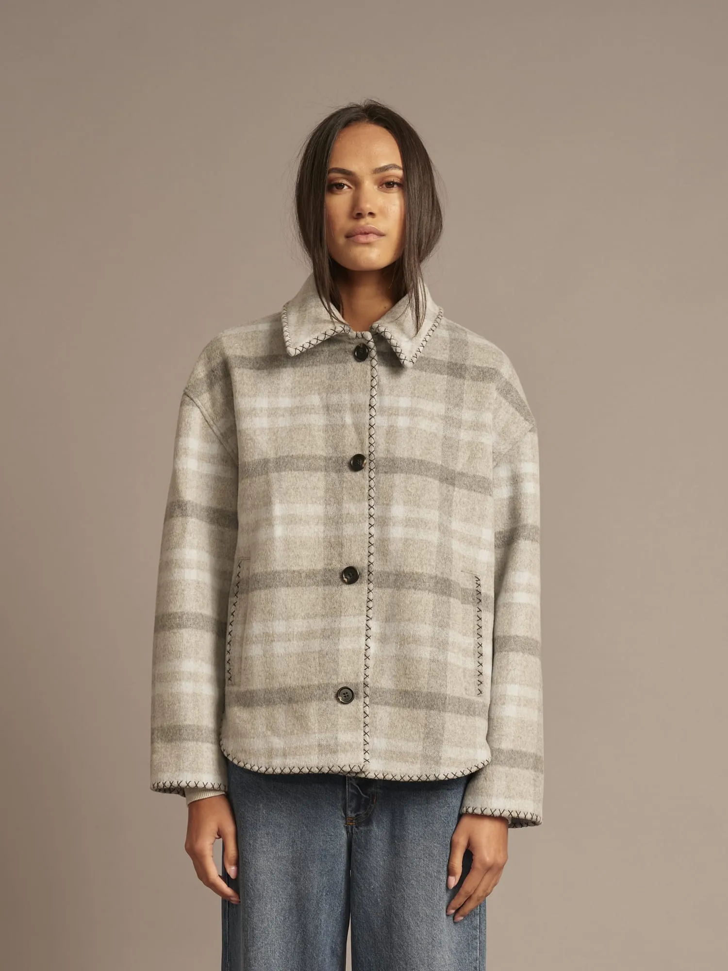 Frost Blue Plaid Dean Jacket sold by XiRENA product image thumbnail 2