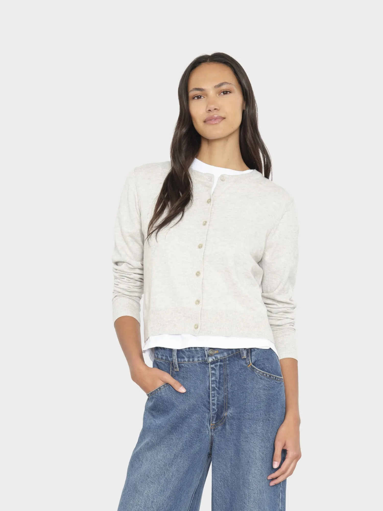 Silver Smoke Calder Cardigan sold by XiRENA
