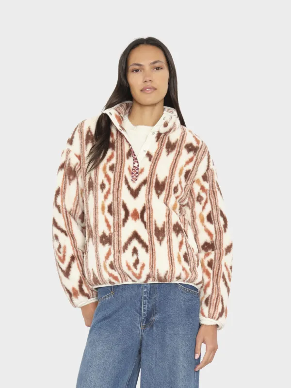 Ivory Ikat Ridge Pullover made by XiRENA