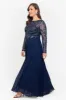 Plus "Mason" Long Sleeve Beaded Chiffon Gown sold by Xscape