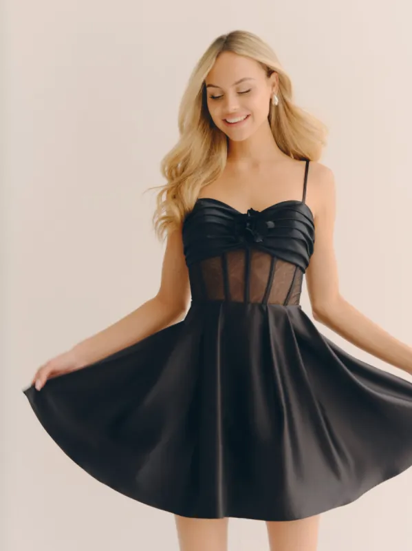Blondie Nites "Justine" Short Illusion Corset Satin Party Dress sold by Xscape