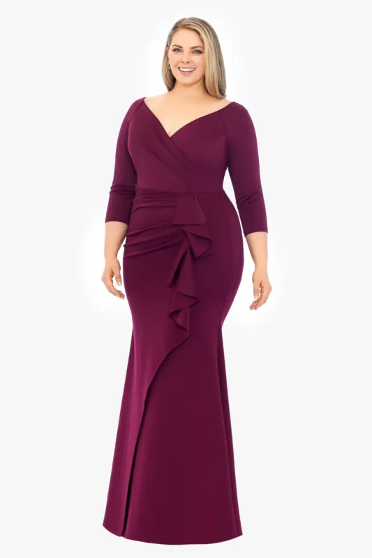 Plus "Lexi" Long Long Sleeve Scuba Ruched Side Dress sold by Xscape