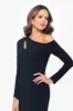 "Leona" Long Jersey Knit Contrast Lining Off the Shoulder Dress sold by Xscape