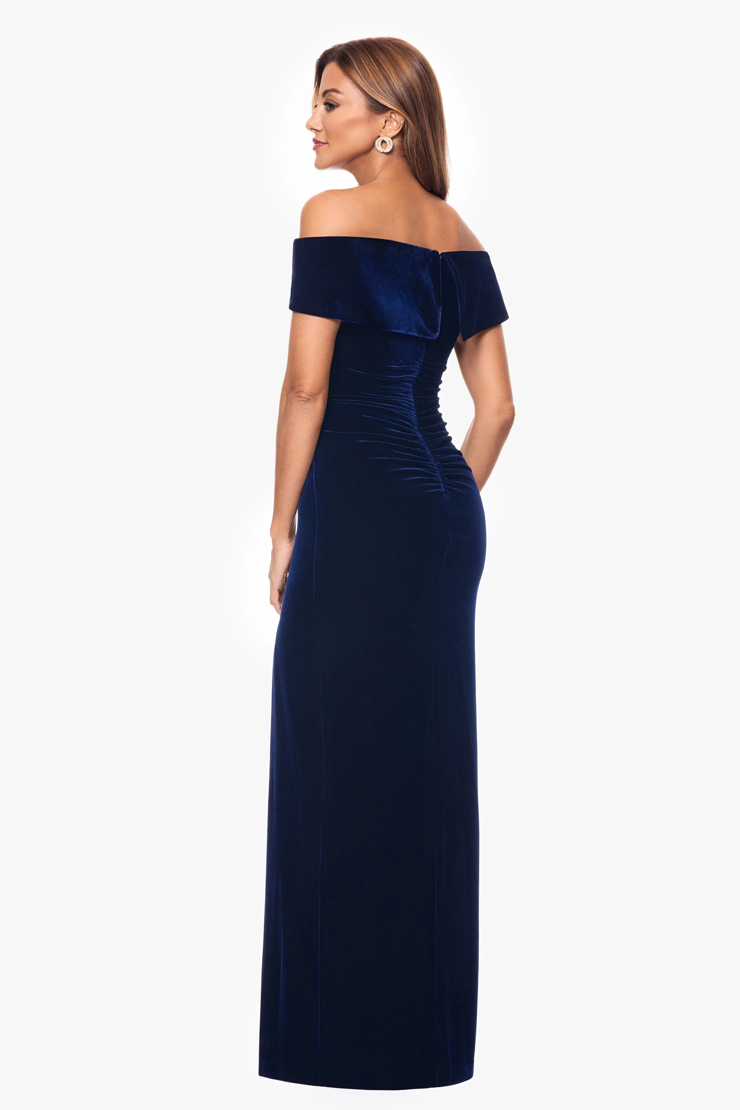 "Charmaine" Long Off the Shoulder Velvet Gown sold by Xscape product image thumbnail 2