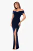"Charmaine" Long Off the Shoulder Velvet Gown sold by Xscape