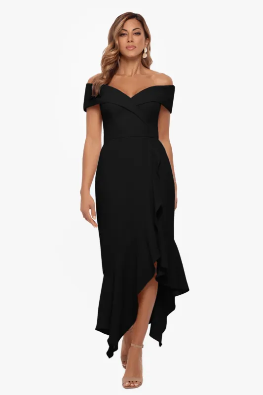 "Eileen" Off the Shoulder Fit and Flare Dress made by Xscape