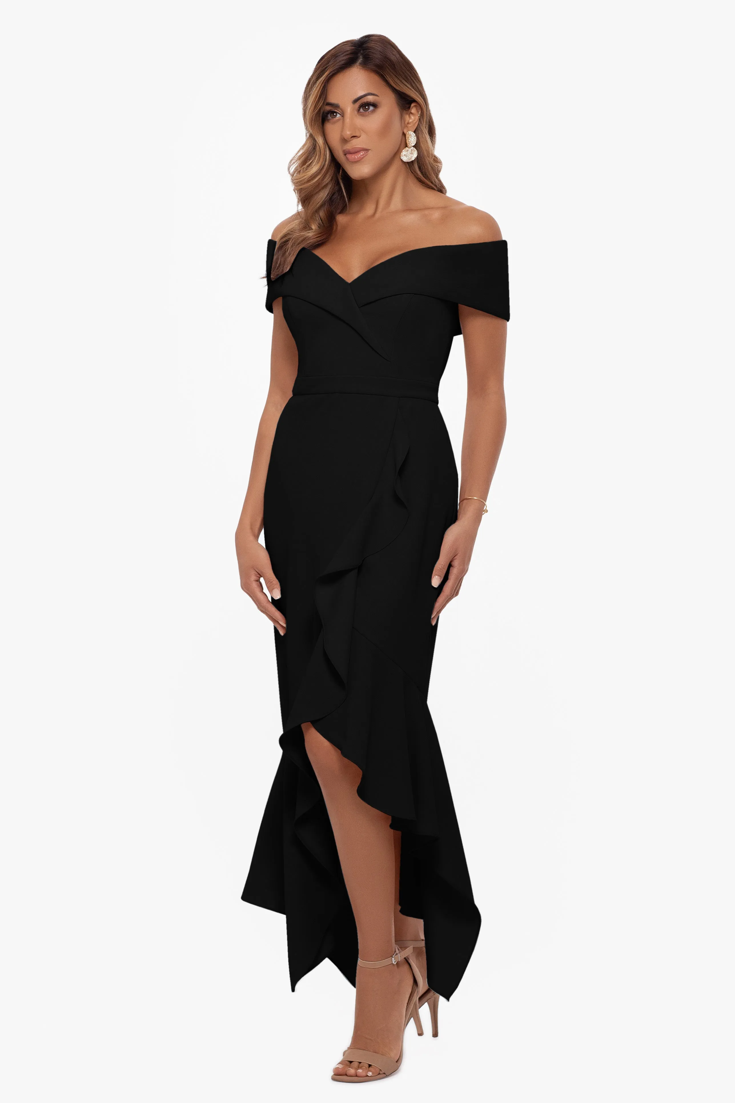 "Eileen" Off the Shoulder Fit and Flare Dress sold by Xscape product image thumbnail 3